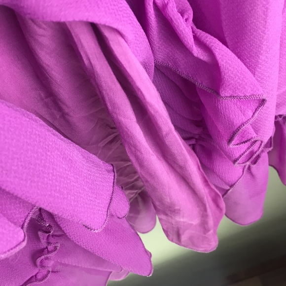 NWT See By Chloe Ruffled Georgette High Neck Dropped Waist Purple Mini Dress 4 - Picture 8 of 14